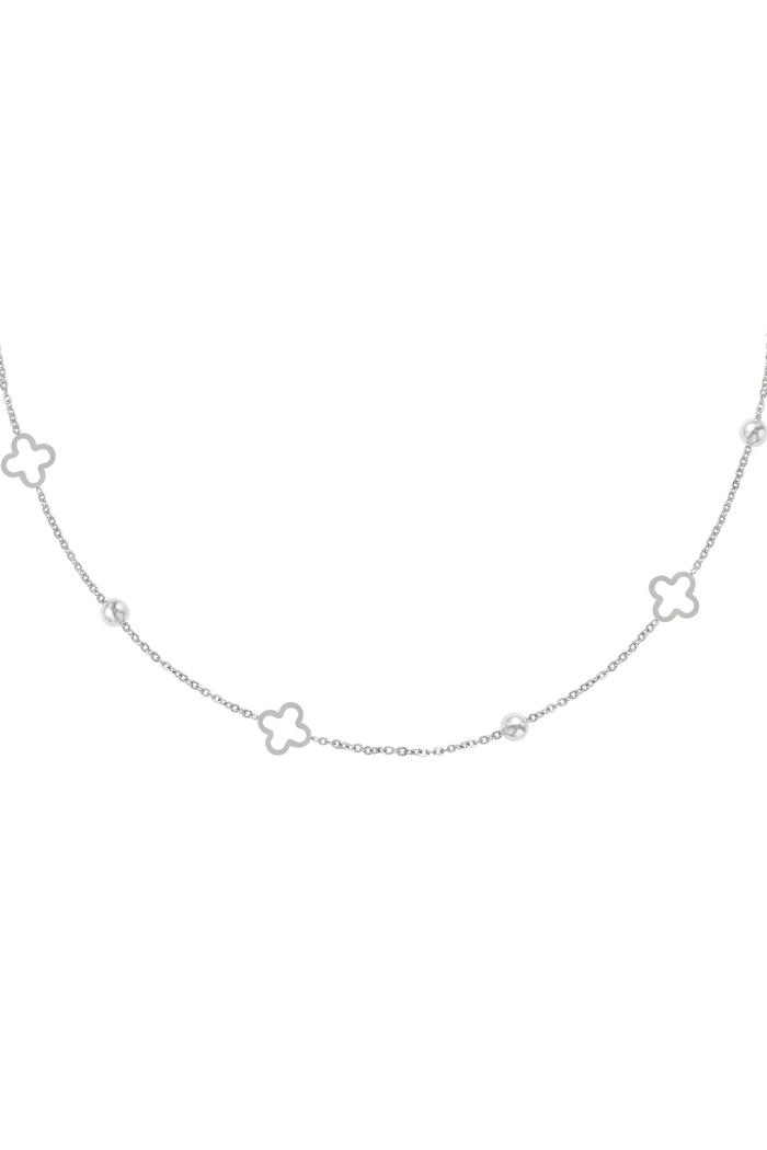 Halskette offene Kleeblätter Silber Edelstahl 